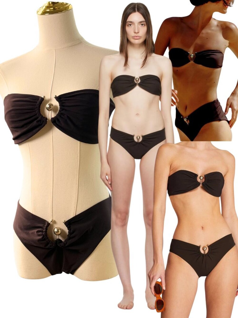 🆕 CHRISTOPHER ESBER 🧿 NWOT Brown Orbit Bikini Set - Sz AU 10 / US 6
